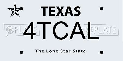 4TCAL Texas License Plate