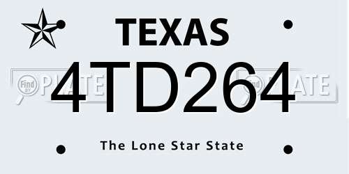 4TD264 Texas License Plate