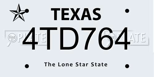 4TD764 Texas License Plate