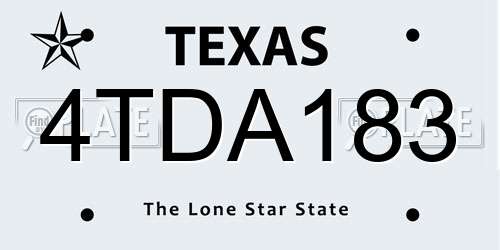 4TDA183 Texas License Plate