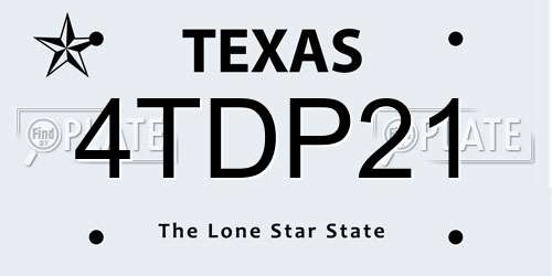 4TDP21 Texas License Plate