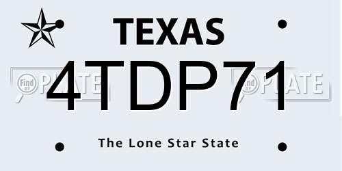 4TDP71 Texas License Plate