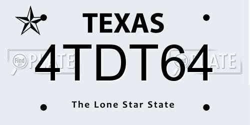 4TDT64 Texas License Plate