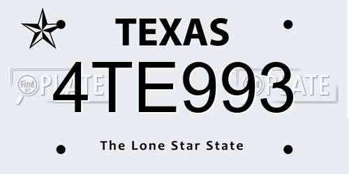 4TE993 Texas License Plate
