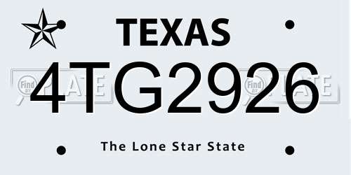 4TG2926 Texas License Plate
