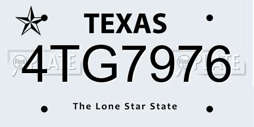 4TG7976 Texas License Plate