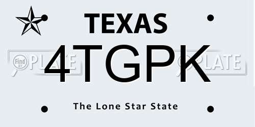 4TGPK Texas License Plate