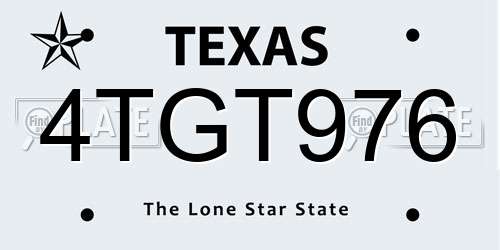 4TGT976 Texas License Plate