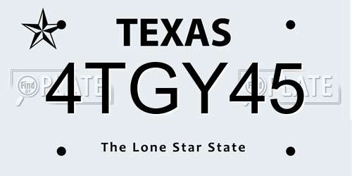4TGY45 Texas License Plate
