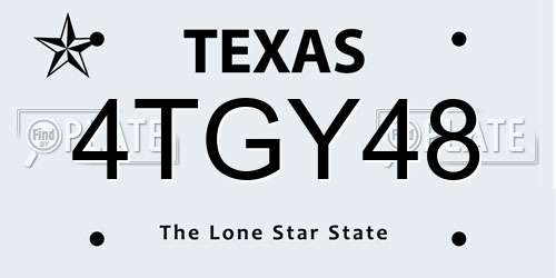 4TGY48 Texas License Plate