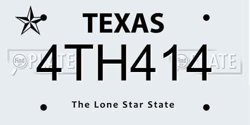 4TH414 Texas License Plate