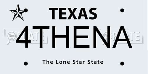 4THENA Texas License Plate