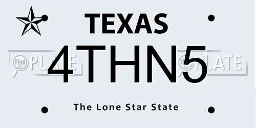 4THN5 Texas License Plate