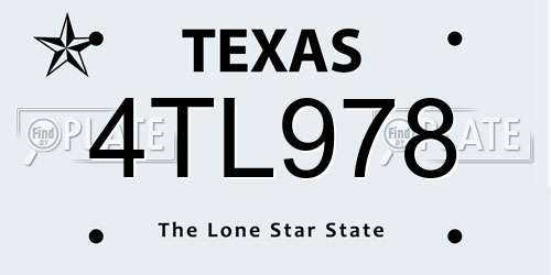4TL978 Texas License Plate