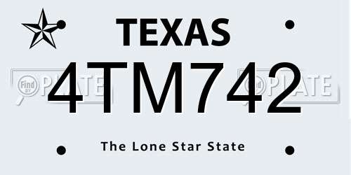 4TM742 Texas License Plate