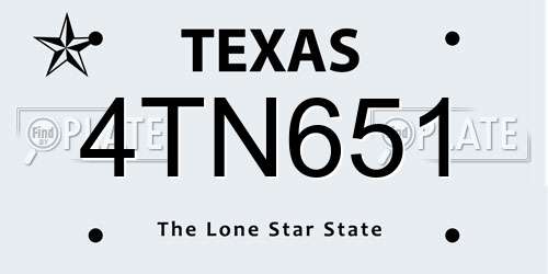 4TN651 Texas License Plate