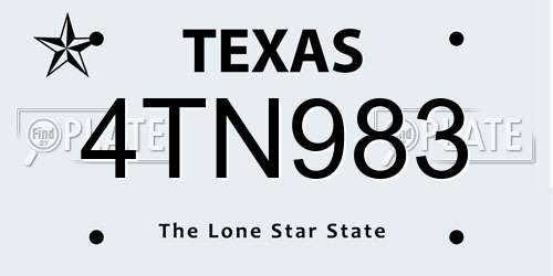 4TN983 Texas License Plate