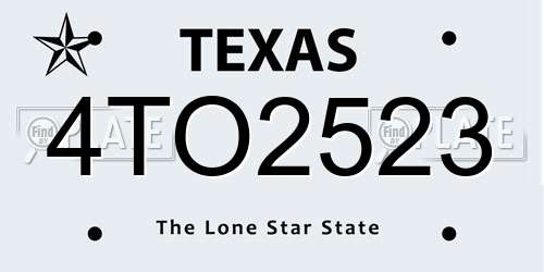 4TO2523 Texas License Plate