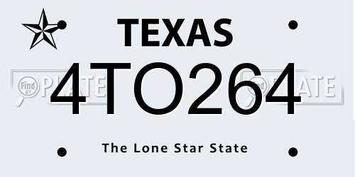 4TO264 Texas License Plate