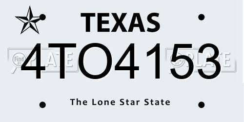 4TO4153 Texas License Plate
