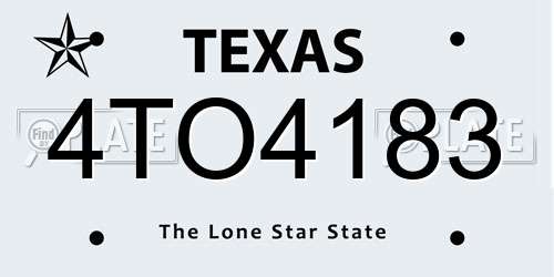 4TO4183 Texas License Plate