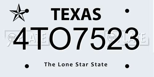 4TO7523 Texas License Plate