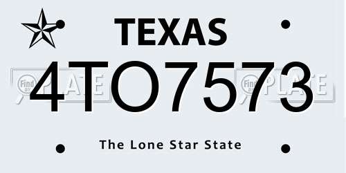 4TO7573 Texas License Plate