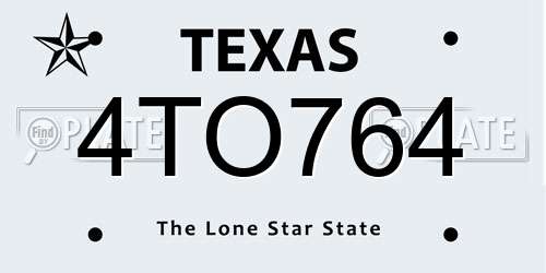 4TO764 Texas License Plate