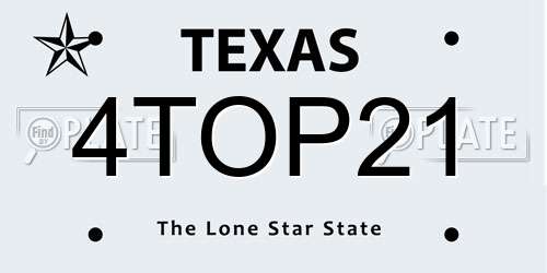 4TOP21 Texas License Plate