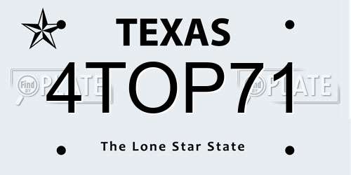 4TOP71 Texas License Plate