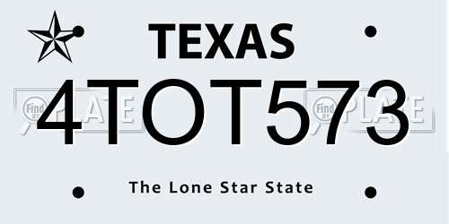 4TOT573 Texas License Plate