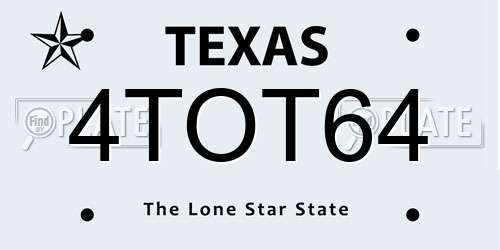 4TOT64 Texas License Plate