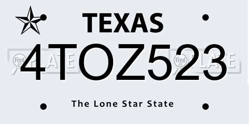 4TOZ523 Texas License Plate