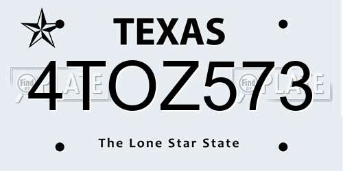 4TOZ573 Texas License Plate
