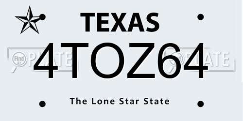 4TOZ64 Texas License Plate