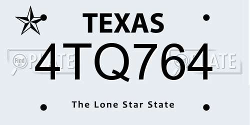 4TQ764 Texas License Plate