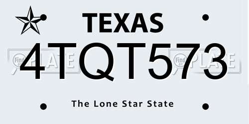 4TQT573 Texas License Plate
