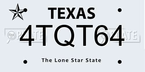 4TQT64 Texas License Plate