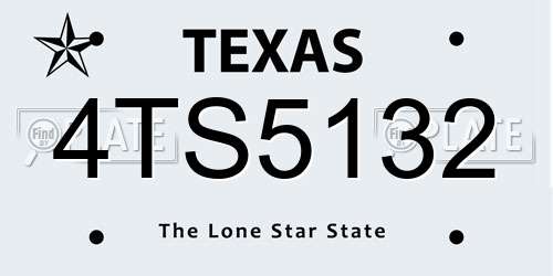 4TS5132 Texas License Plate