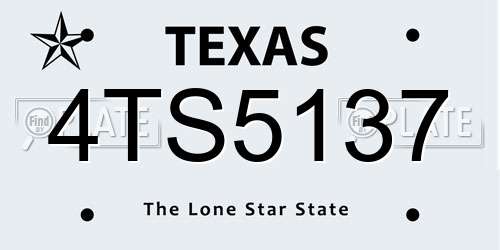 4TS5137 Texas License Plate