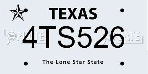 4TS526 Texas License Plate