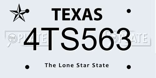 4TS563 Texas License Plate