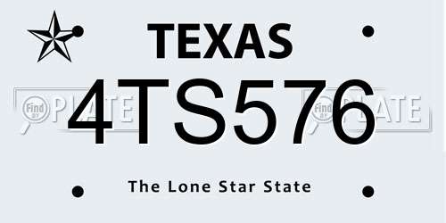 4TS576 Texas License Plate