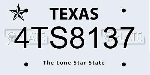 4TS8137 Texas License Plate