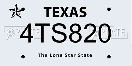 4TS820 Texas License Plate
