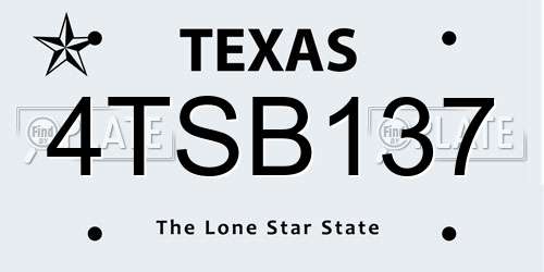 4TSB137 Texas License Plate