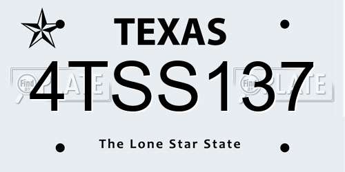 4TSS137 Texas License Plate