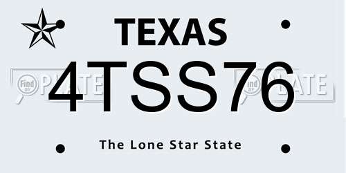 4TSS76 Texas License Plate