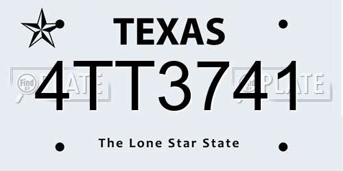 4TT3741 Texas License Plate