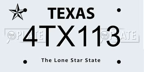 4TX113 Texas License Plate
